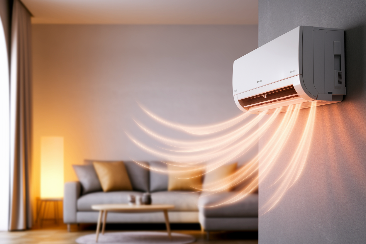 climatisation-murale-salon-canape-lampe