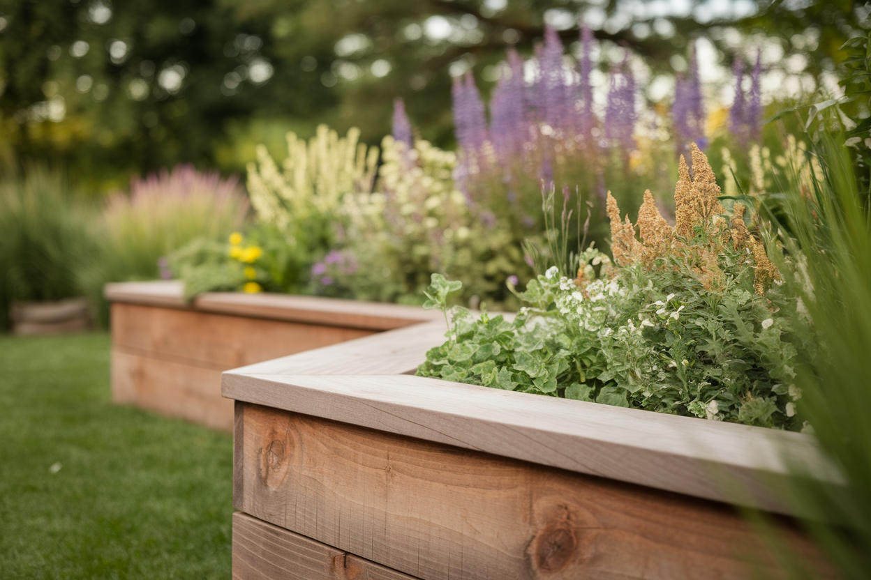 mur-bois-texture-jardin-fleuri