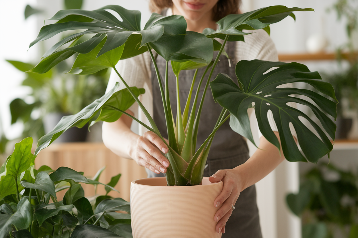 personne-monstera-rempotage-interieur
