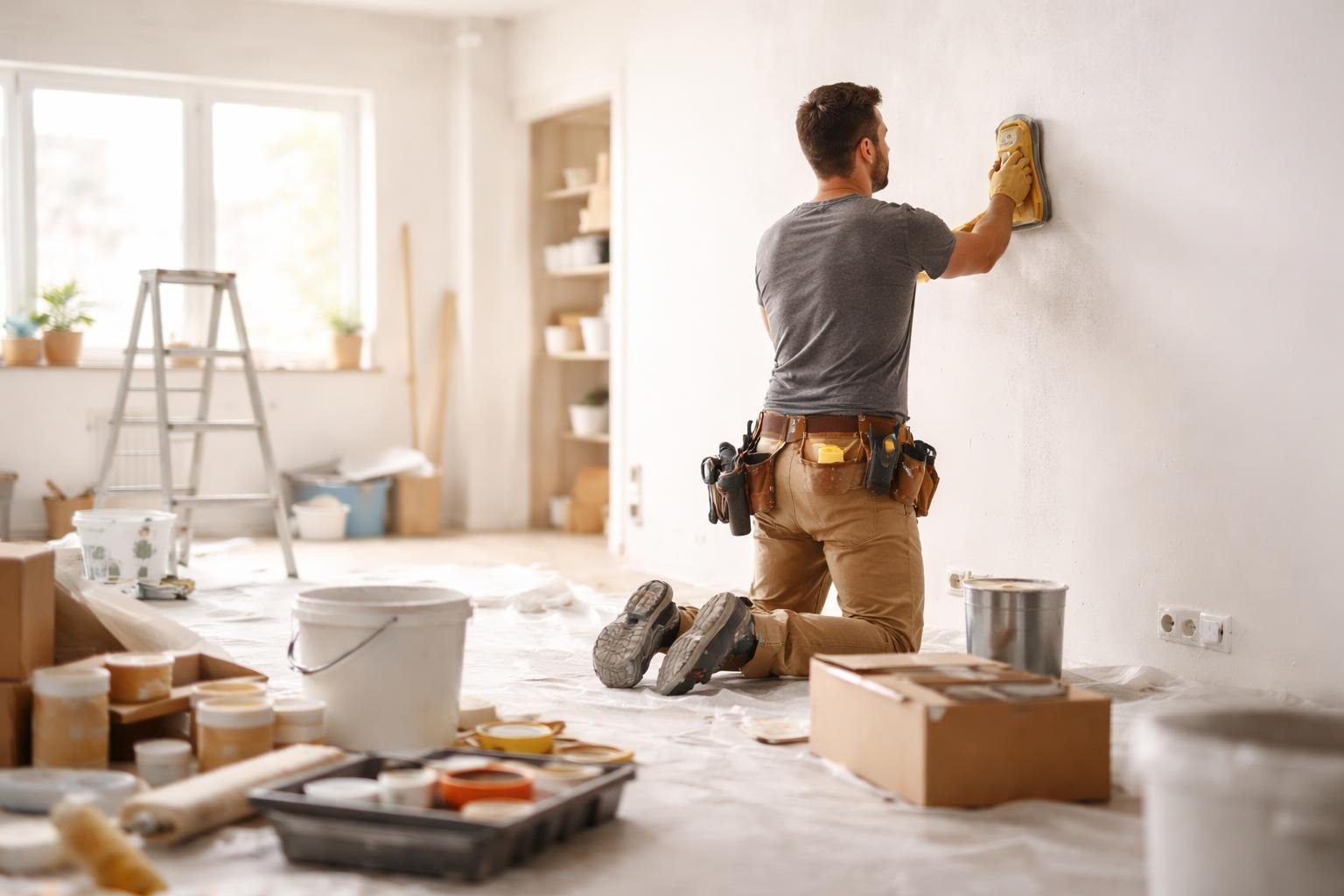 homme-bricolage-poncer-mur-blanc