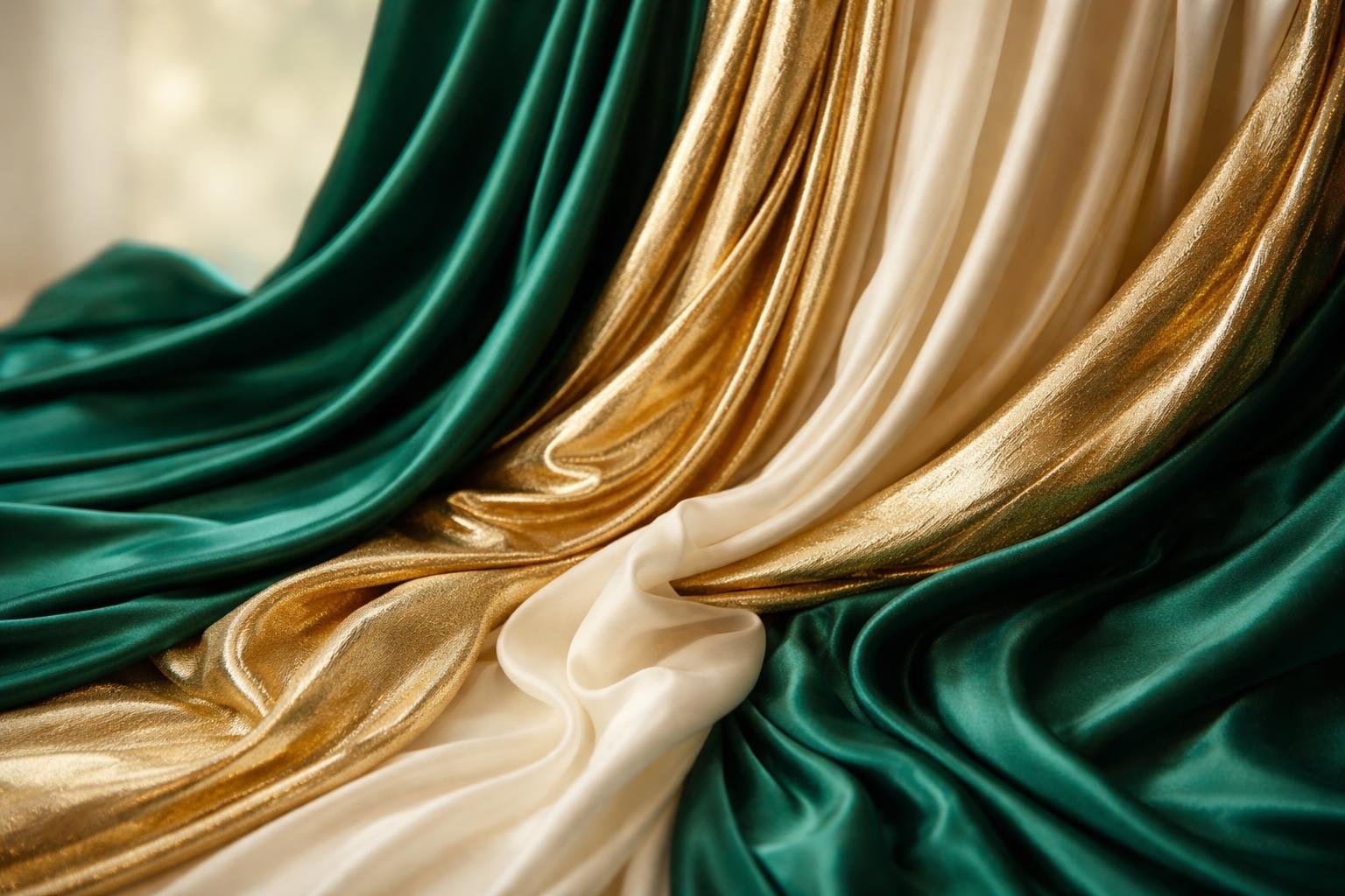 tissus-drapes-vert-dore-ivoire
